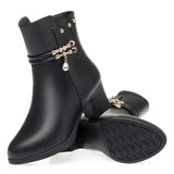 Winter Boots Women's High Heels Solid Color Fleece Warm Plus Size 42 Outdoor Anti-Skid Middle Boots Botas Mujer