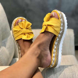 A Word Beach Slippers Women Thick Bottom Slope And Hemp Rope Large Size Cold