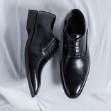 Breakj New Pointed British Simple Business Dress Leather Shoes Men's Lace-Up Casual Gentleman Joker Shoes
