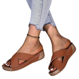Breakj New Large Size Leather Bread With Thick Bottom Crocs Light Good Wear Sandals Women
