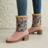 Breakj Autumn And Winter New Snow Boots Flowers Scrub Coarse And Medium Boots Two Thick 43 Large Size To Keep Warm Cotton