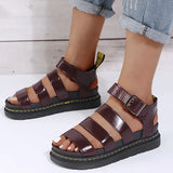 Breakj 2024 Summer Women's Sandals Buckle Casual Beach Shoes Thick-Soled Large Flats Martin