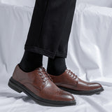 Breakj Shoes Men Korean Edition Fashion Business Dress British Suit Wedding Black Casual Shoes
