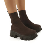 Autumn Socks Boots Woman Stretch Fabric Mid-Calf Casual Platform Shoes Knitted Short Boots Women Plus Size Boots New