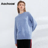 Women Elegant Solid Color Sweaters Basic O Neck Batwing Long Sleeve Knitted Tops Female Autumn Winter Fashion Jumper
