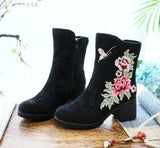 Breakj Boots Autumn And Winter Clip Cotton And Velvet High Heel Women's Boots Cotton Boots Snow Boots Winter Boots Embroidered Cloth Shoes