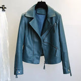 Spring Autumn Vintage Faux Leather Jacket Women Brown Moto Biker Leather Coats Casual Street Wear Zipper PU Basic