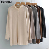 winter thick women's sweater 2020 loose warm oversize Sweater Pullover button women's turtleneck sweater long
