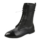 Breakj Large-Size Female Boots English Flying Autumn And Winter New Products And Leisure Boots Tie Splicing Short Martin