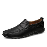 Italian Men Casual Shoes Summer Genuine Leather Men Loafers Moccasins Slip On Men's Flats Breathable Male Driving