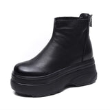 Breakj The Children Of Thin Boots Autumn And Winter New Cow Skin Pine Cake Bottom Leather Small Short Boots Soft Bottom Fashion Boots