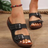 Breakj New Platform Slippers Women's Shoes Large Size Recreational Platform One-Line Buckle Casual Slippers Summer Beach