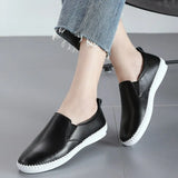 Flats Shoes 2021 Spring Genuine Leather Loafers Black White Sneakers Women Shoes Slip On Shoes Tenis summer ballet