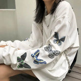 tshirts Long-sleeved T-shirt women 2020 autumn new Harajuku style bf style butterfly print Korean student loose