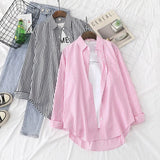 Blouses Shirts Tunic Womens Tops 2020 Womenswear Long Sleeve Clothing Button Up Down Striped 2020 New Pink Gray