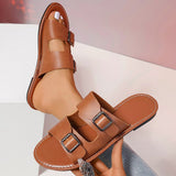 Buckle Flat Bottom Slipper Female 04 New Toe Beach Cold