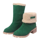 Breakj Boots New Autumn And Winter Plus Velvet Warm Two Wear Women's Boots Thick Heel Middle Boots Large Size Snow Boots