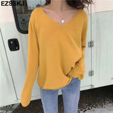 autumn v-neck oversize loose thin sweater women knit top casual pullovers Long Sleeve big size female Cashmere