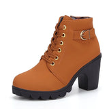 Breakj Boots Women's Mid-Autumn 2025 Roundhead Coarse And Short Boots Size High Heel With Side Zipper