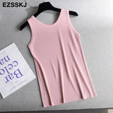 summer Women o-neck Knitted tank top baisc camis casual Sleeveless vest Female slim tanks short