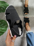Breakj Summer New Women's Sandals Large-Size Breathable Elastic Fly Weaving Flat Bottom Casual Women's