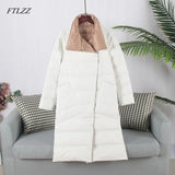 Duck Down Jacket Women Winter Long Double Sided Plaid Coat Female Plus Size Warm Down Parka Slim