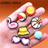 1pcs PVC Shoe Charms Pink Heart Glasses Bird Sun Shoe Accessories Shoe Buckle Decorations fit Croc JIBZ Kids