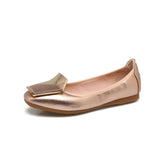 New Women Soft Ballet Flat Shoes PU Leather Heart Button Pointed Toe Women's Foldable Slip On Green Red Loafers