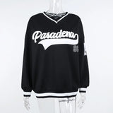 Letter Printing Women Loose Korean Sweatshirts Casual Long Sleeve Pullover Autumn 2021 Streetwear School