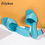 2022 New Women Slipper Summer Outdoor Sandal Square High Heel Slip On Flip Flop Elegant Women Slides Sandal size 41