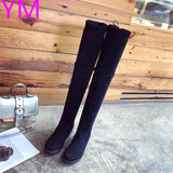2020 New Hot Women Boots Autumn Winter Ladies Fashion Flat Bottom Boots Shoes Over The Knee Thigh High Suede Long Boots