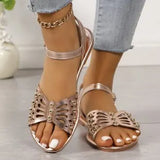 Flat-Soled Sandals Women's 2024 New Large-Size One-Word Buckle Beach