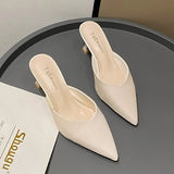 Breakj Summer New Fashion Pointed Head Half Drag High Heels Women's Shoes Heel