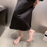 Breakj Crystal High Heels Women In The Spring Of 2025 New Fashion Wearing Sandals Coarse Heels Square Head With