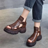 Sandals Female Muffin And Fish Mouth Hollowed-Out Sandals 2024 Summer New Roman Sandals