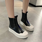 Chelsea Boots 2021 New Fashion Leather White Ankle Boots Women Black Punk Gothic Platform Boot Female BV Luxury