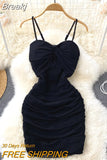 Mesh Ruched Mini Dress Sexy Spaghetti Strap Sleeveless Empire Night Out Party Dress Summer Women Backless Dress