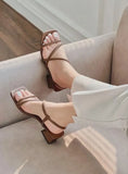 Breakj Women 2025 Summer New Thick Heel With Fairy Wind Toe Thin With Ocean Net Red Women Shoes