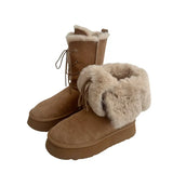 Breakj Snow Boots Women 2025 New Winter Tie With Two Long Boots Plus Velvet Thick Cotton
