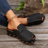 Breakj Bottom Buckle Buckle Stud Fish Mouth Slippers Women Wearing Belt Buckle British Wind Beach Cool