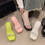 Breakj Design Sense Transparent One Word With Thick Platform Thick Heel Sandals Female 2023 Summer New Fashion Increased