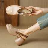 Cake Platform Hollow Sandals Women 2024 Summer Thick With Round Head A Word Buckle Back Empty Roman Women's