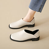 New Women Shoes Korean Version Square Toe Flat Casual Work Shoes Female Slip on Retro Loafer Zapatillas