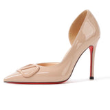 Breakj Summer Fashion Single Shoe Buckle High Heel Fine Patent Leather V Buckle Metal Fastener Fine Heel Sandals Fashion