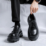 Breakj Shoes Male Business Dress Big Head Senior Sense British Wind Thick Sole Increased Wedding Groom Derby Shoes