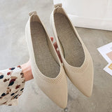 Fashion Breathable Stretch Fabric Ballet Flats Women Mesh Casual Soft Rubber Sole Pointed Toe Slip On Loafers Boat