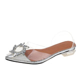 Breakj Pointy Heels Women Sunflower Diamond Hollow Back Half With High Heel Sandals