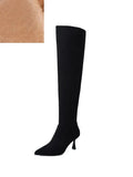On High Heel Simple Pleated Shoes Faux Suede Botas French Style Winter Warm Boots Spring Autumn Woman Boots Big