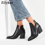Autumn Winter Casual Western Cowboy Ankle Boots Women Snake Cowgirl Booties Short Cossacks Botas High Heels