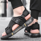 New Summer Outdoor Breathable Comfort Slip on Open Shoes Casual Men Outdoor Sport Flat Sandals Shoes Soft Bottom